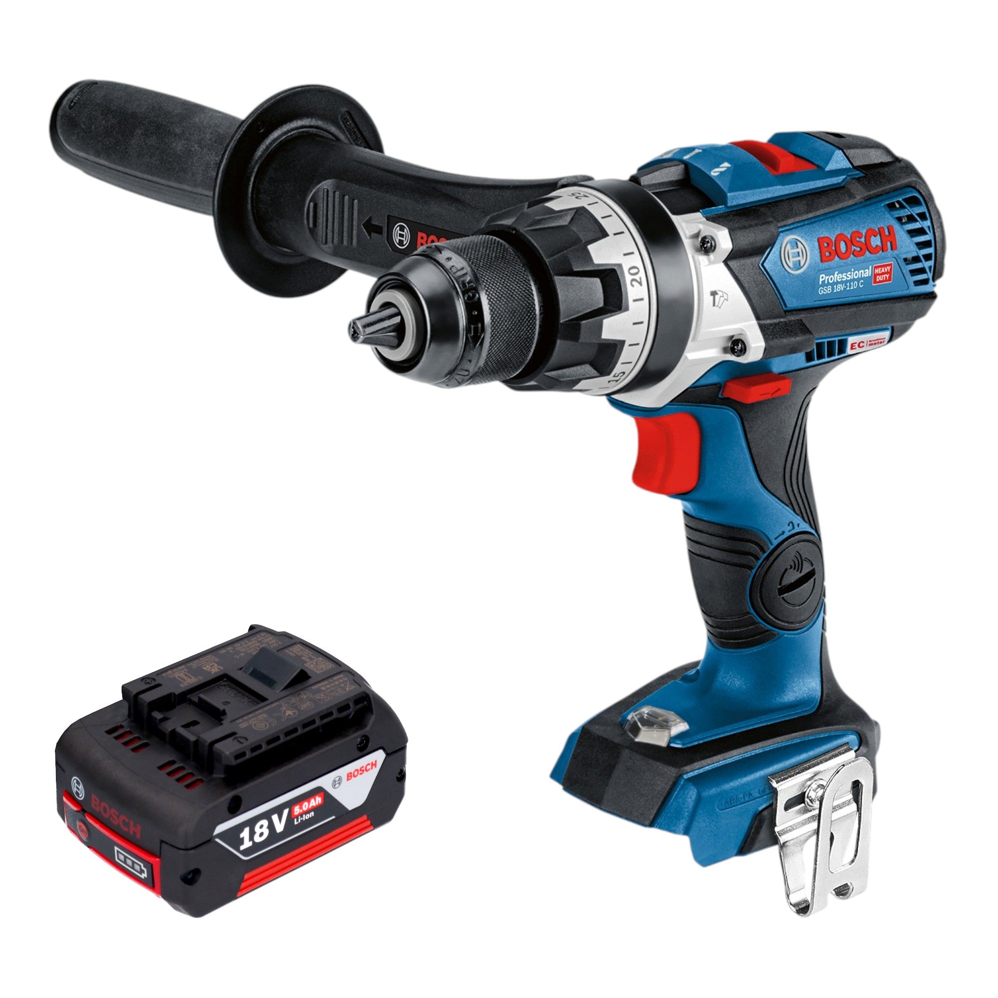 Bosch GSB 18V 110 C Professional Akku Schlagbohrschrauber 18 V 110 Nm Brushless 1x Akku 5 0 Ah ohne Ladegeraet 0 - toolbrothers