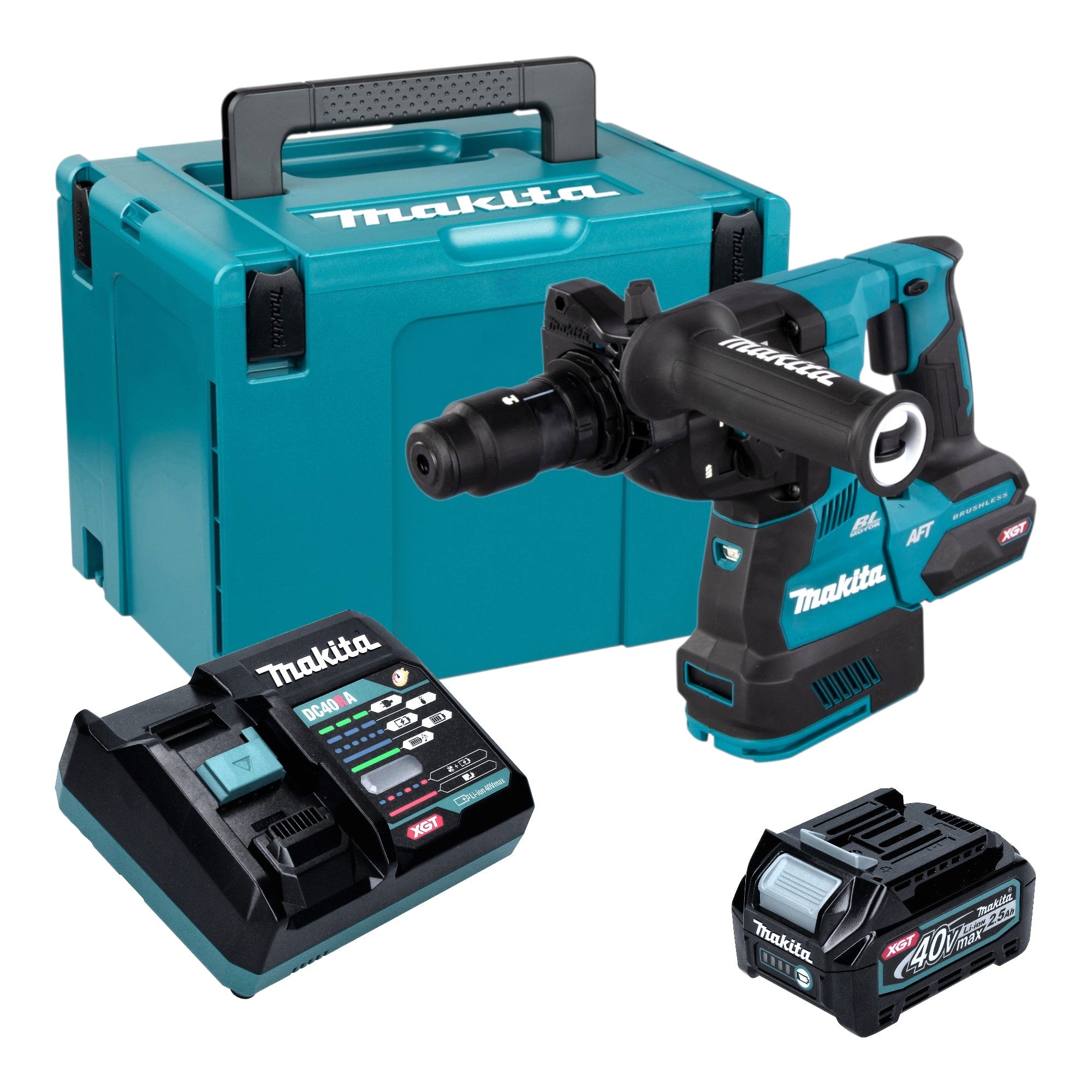 Makita HR 002 GD101 Akku Bohrhammer 40 V max 2 9 J SDS plus Brushless 1x Akku 2 5 Ah Ladegeraet Makpac 0 - toolbrothers