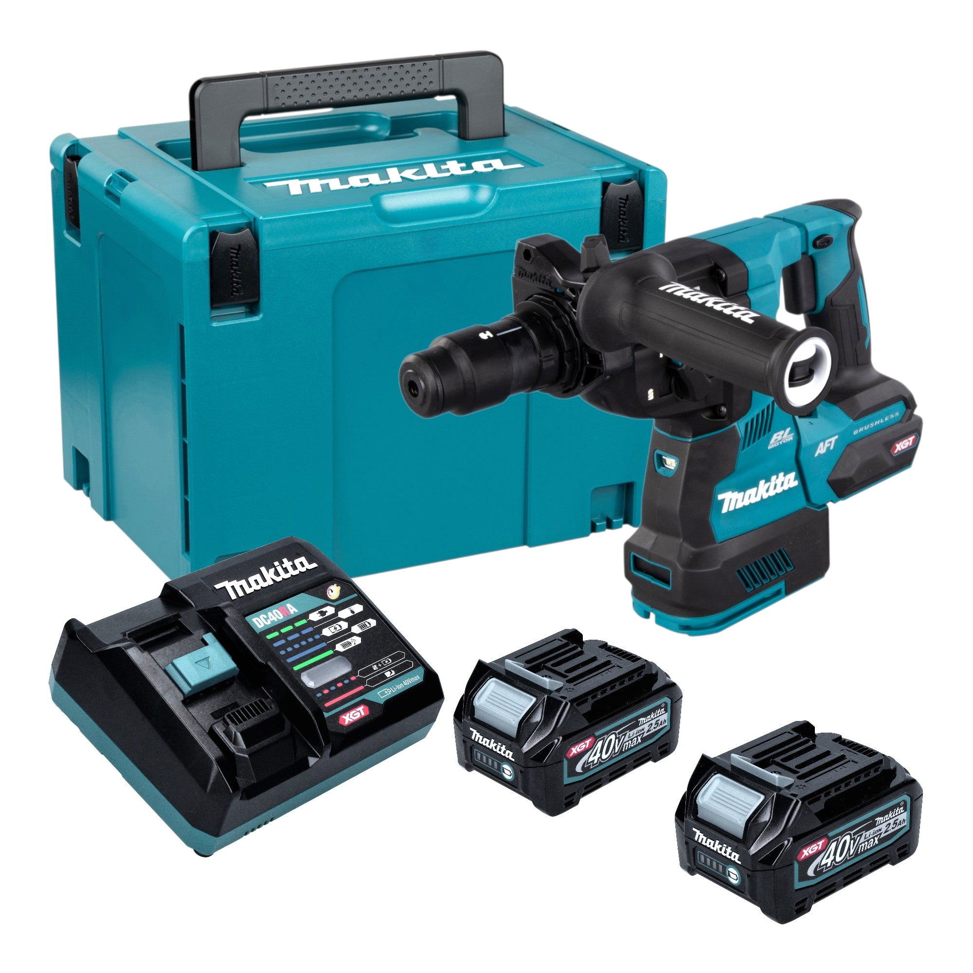 Makita HR 002 GD201 Akku Bohrhammer 40 V max 2 9 J SDS plus Brushless 2x Akku 2 5 Ah Ladegeraet Makpac 0 - toolbrothers