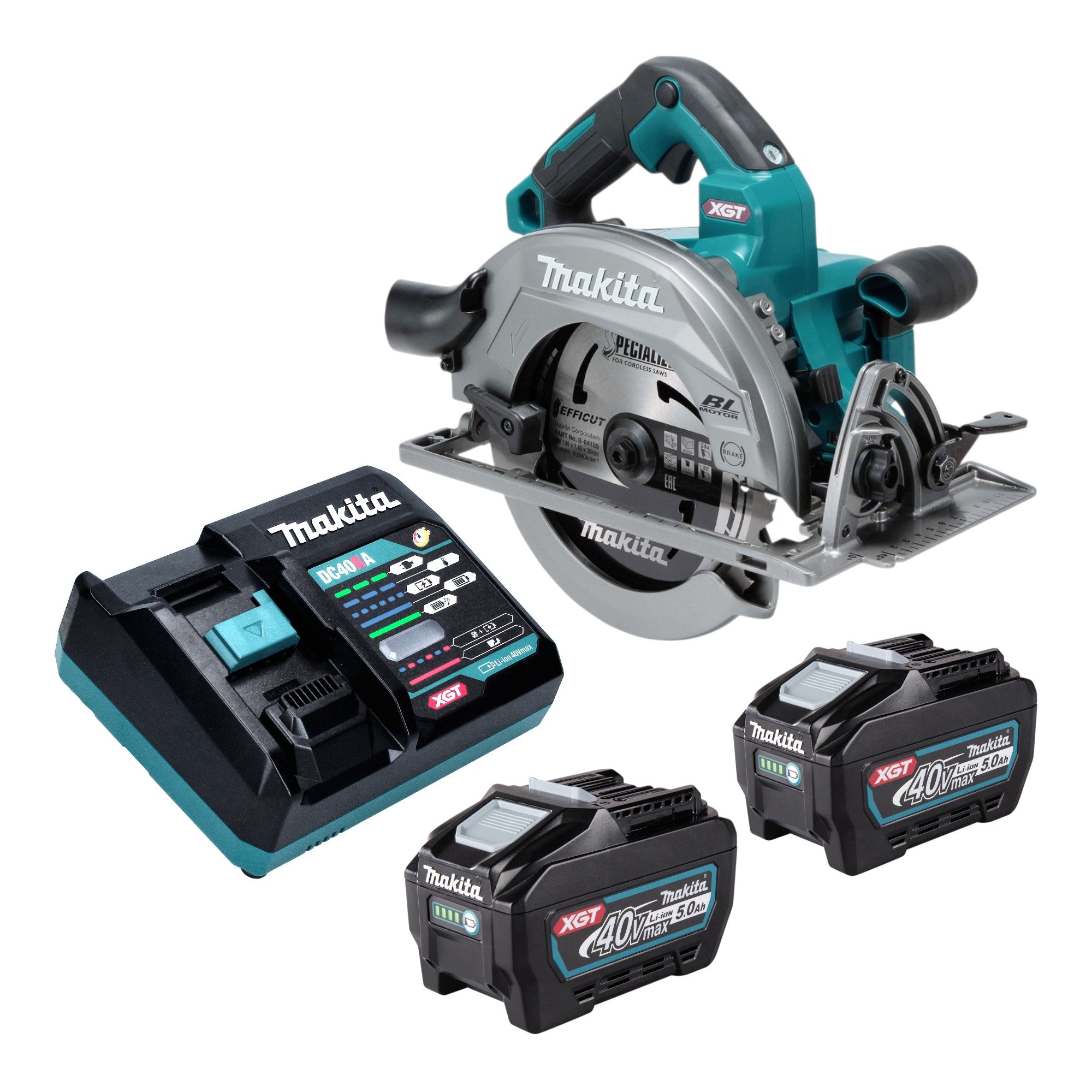 Makita HS 003 GT201 Akku Handkreissaege 40 V max 190 mm Brushless 2x Akku 5 0 Ah Ladegeraet 0 - toolbrothers