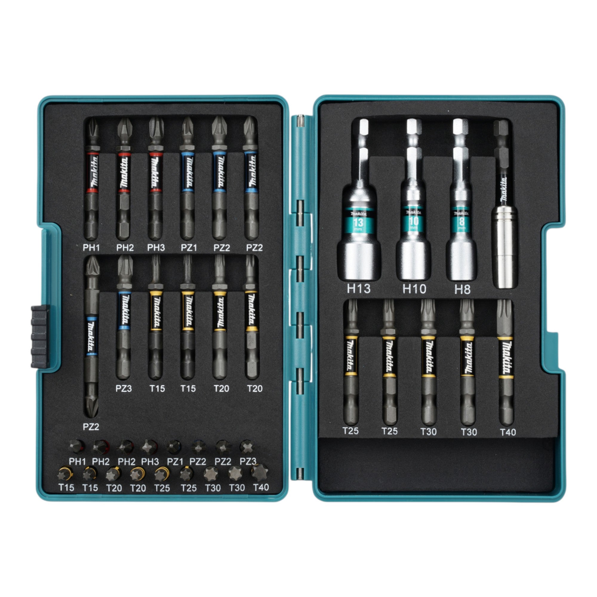 Makita Impact Premier Bit Set E 26179 38 tlg Torsions Bits mit Bithalter und Steckschluesseln 0 - toolbrothers
