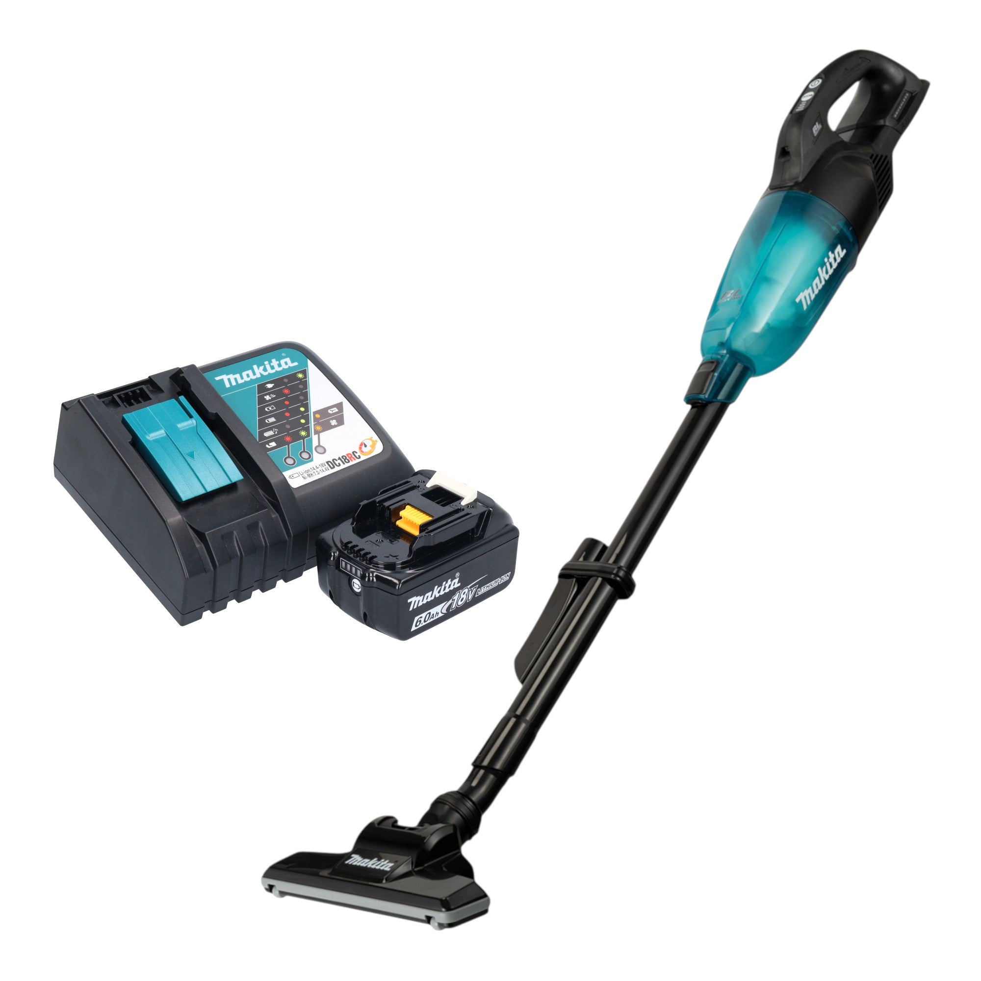 Makita DCL 284 FRGB Akku Staubsauger 18 V 0 73 l Schwarz Brushless 1x Akku 6 0 Ah Ladegeraet 0 - toolbrothers