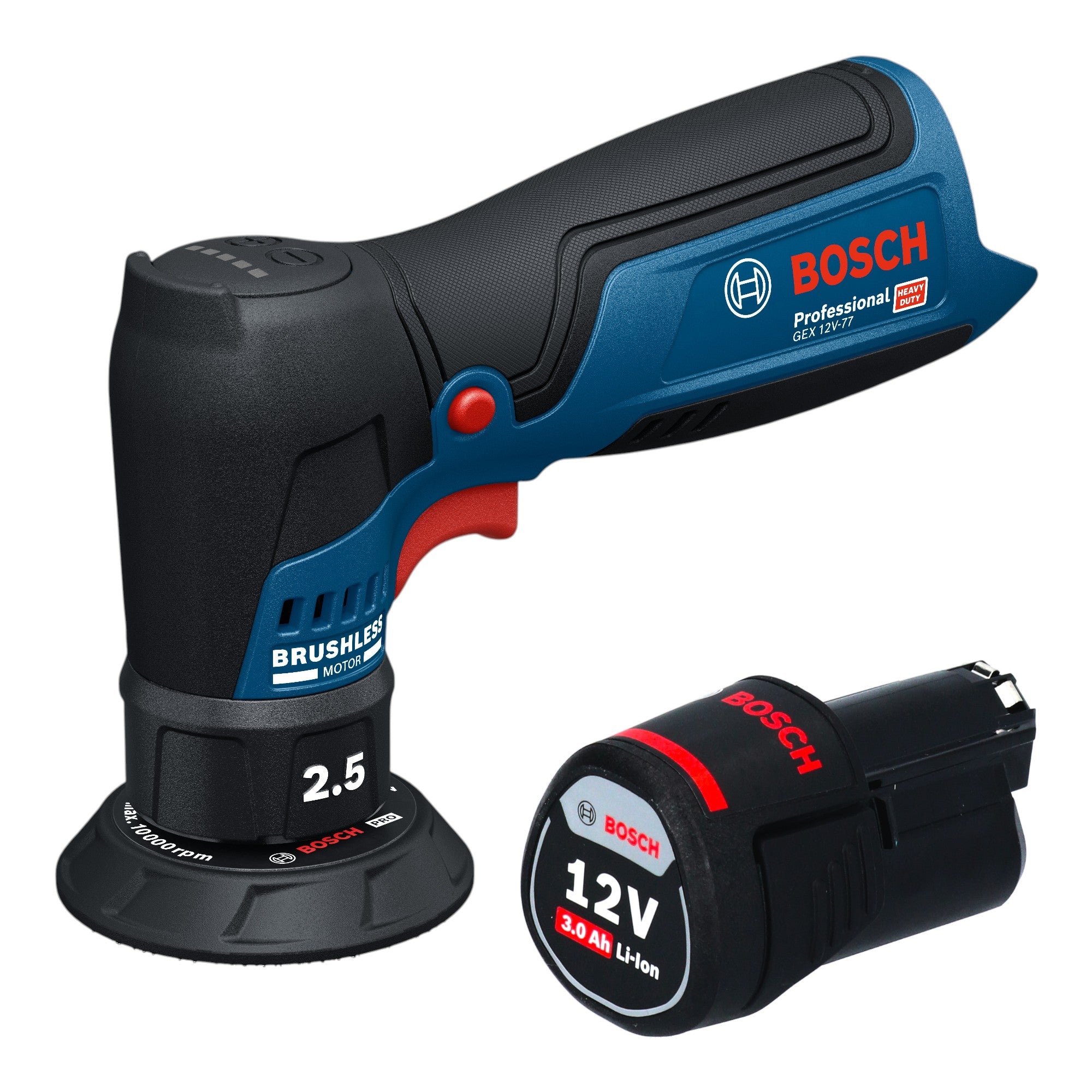 Bosch GEX 12V 77 Akku Exzenterschleifer 12 V 77 mm Brushless 1x Akku 3 0 Ah ohne Ladegeraet 0 - toolbrothers