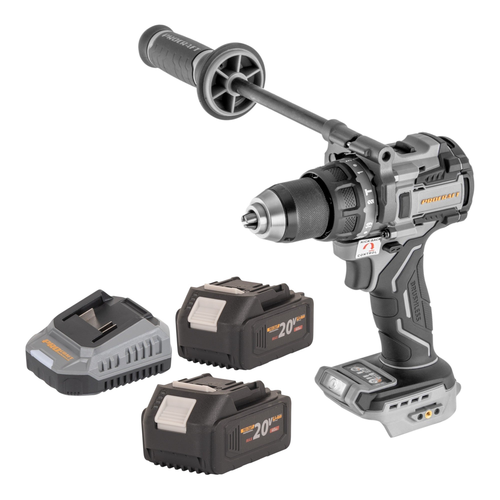 ProCraft Industrial CD20C BB Akku Schlagbohrschrauber 20 V 120 Nm Brushless 2x Akku 4 0 Ah Ladegeraet 0 - toolbrothers