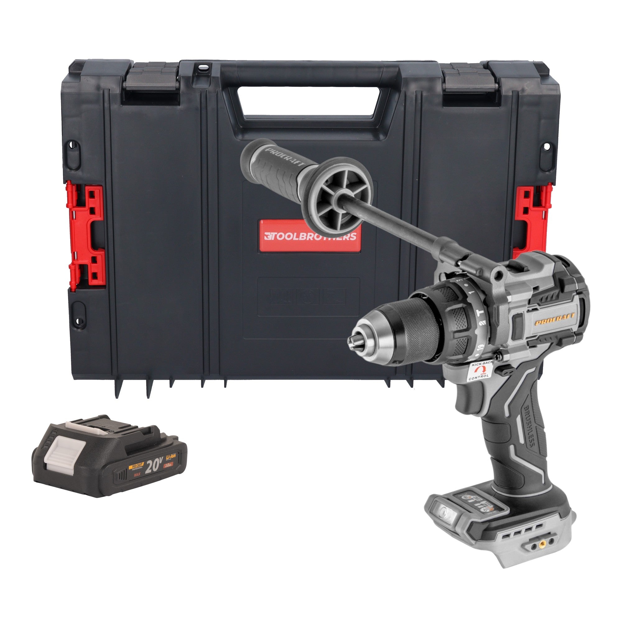 ProCraft Industrial CD20C BB Akku Schlagbohrschrauber 20 V 120 Nm Brushless 1x Akku 2 0 Ah RHINO Toolcase ohne Ladegeraet 0 - toolbrothers