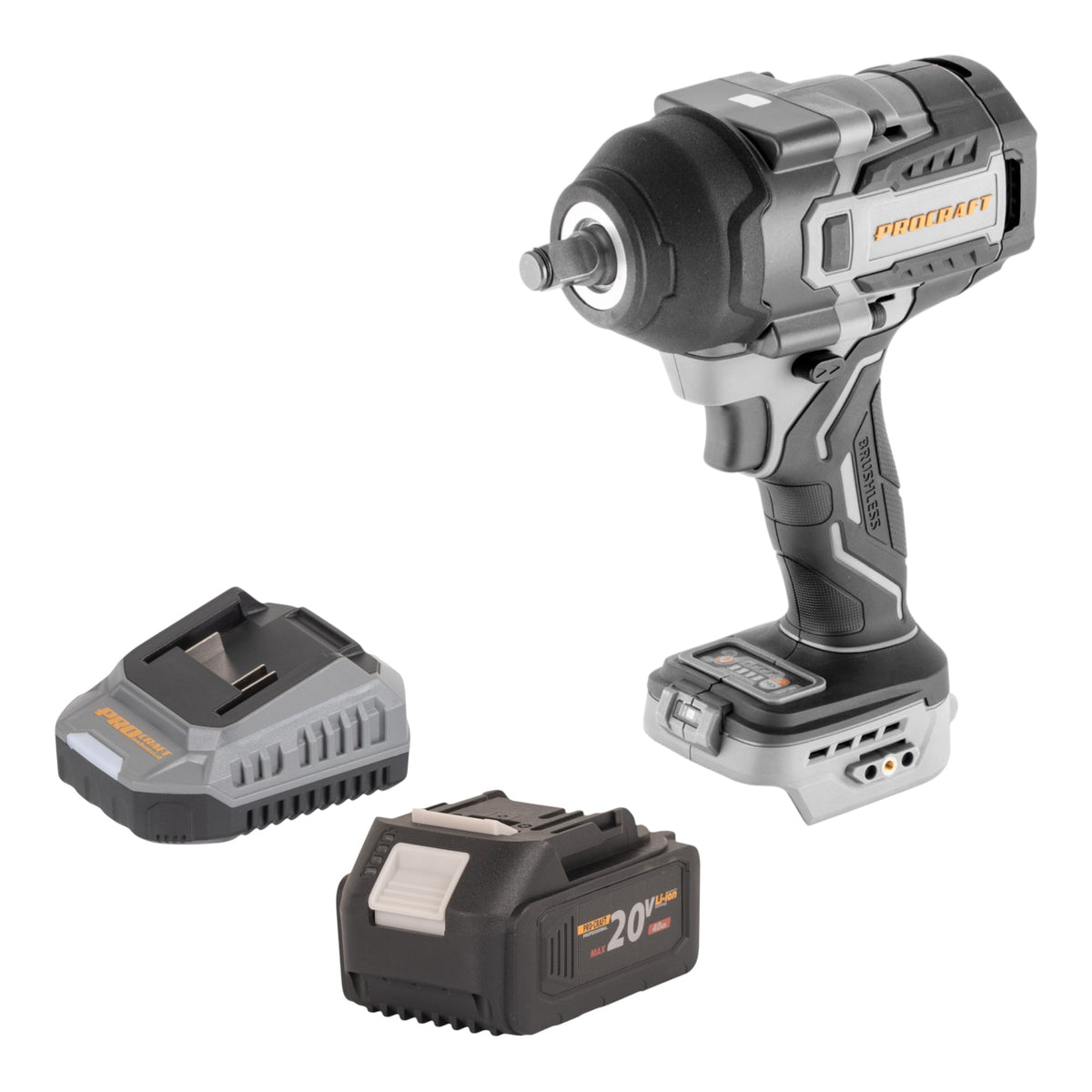 ProCraft Industrial IW850A-BB Akku Schlagschrauber 20 V 850 Nm 1/2" Brushless + 1x Akku 4,0 Ah + Ladegerät