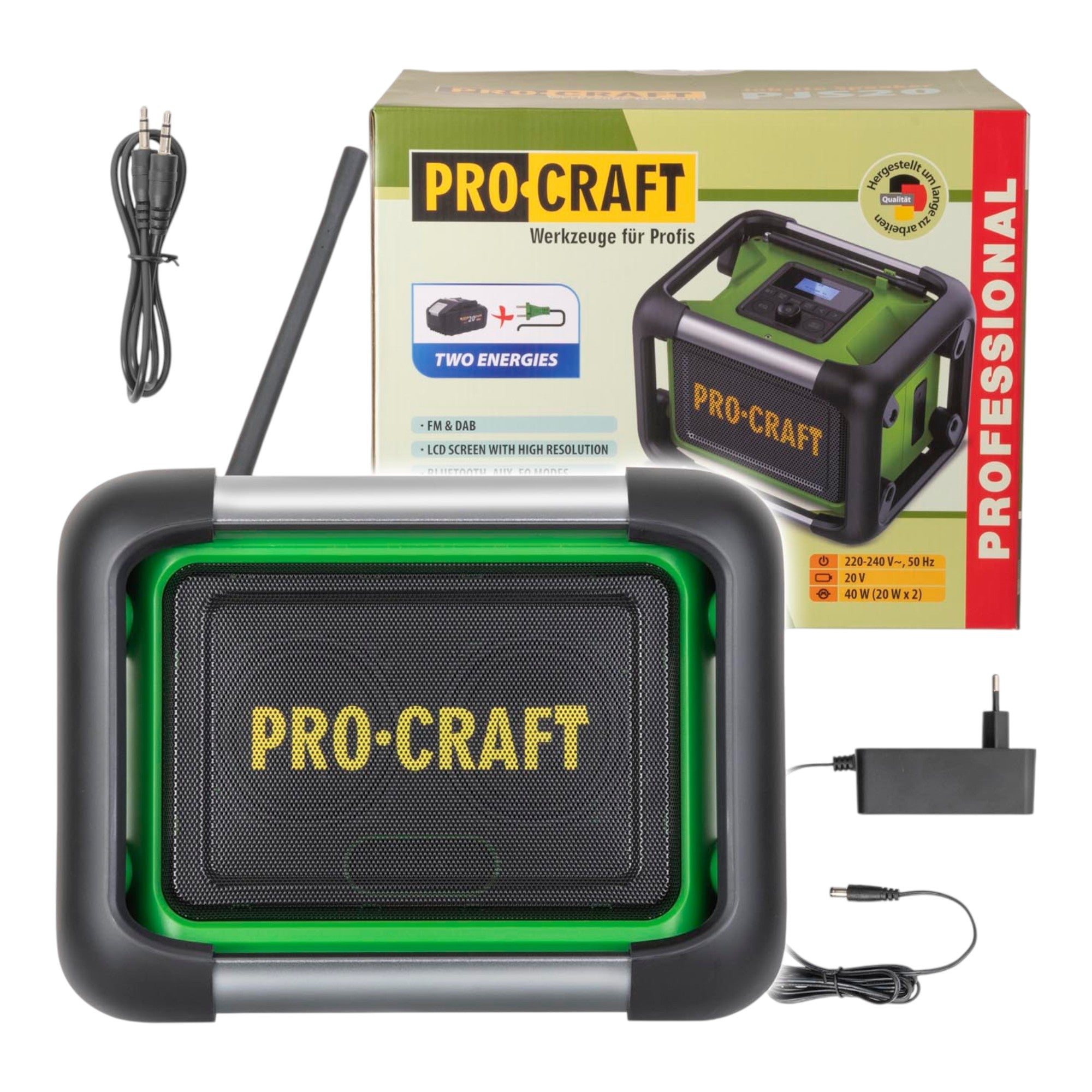 Procraft PJS20bb Akku Baustellenradio 20 V 80 W FM DAB Bluetooth Solo ohne Akku ohne Ladegeraet 0 - toolbrothers