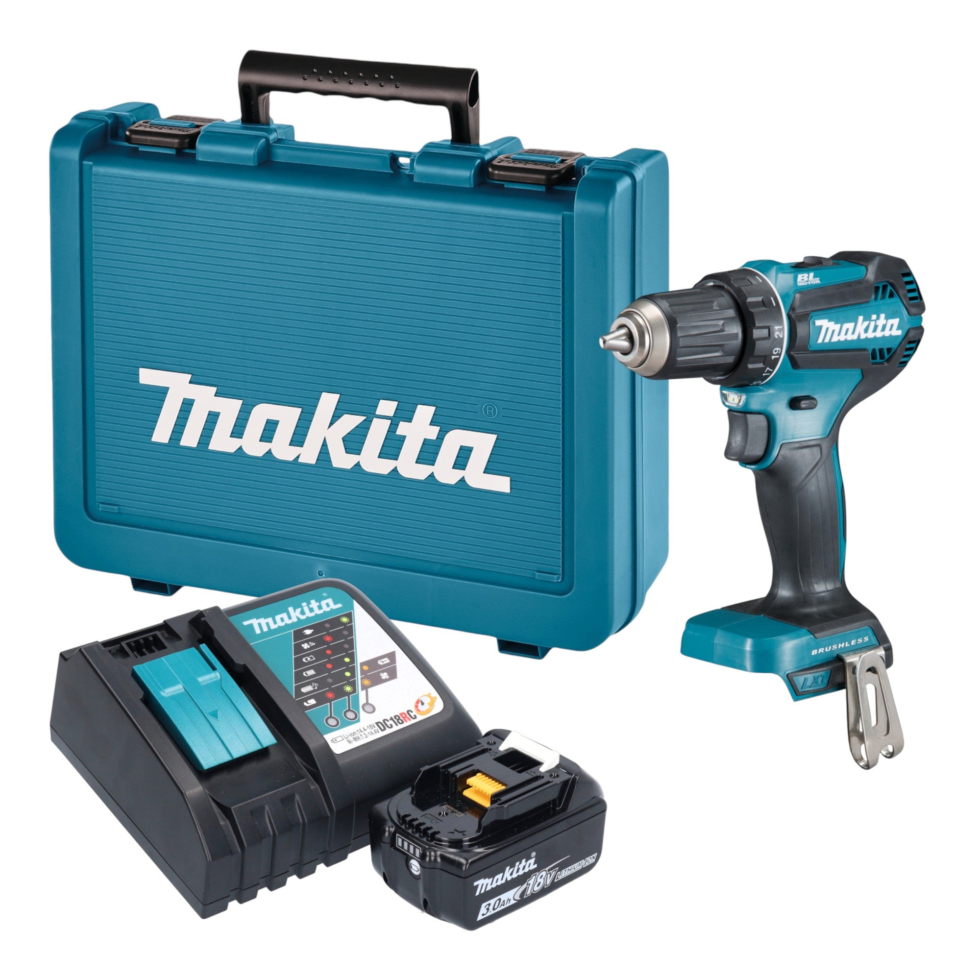Makita DDF 485 RF1E Akku Bohrschrauber 18 V 50 Nm Brushless 1x Akku 3 0 Ah Ladegeraet Koffer 0 - toolbrothers