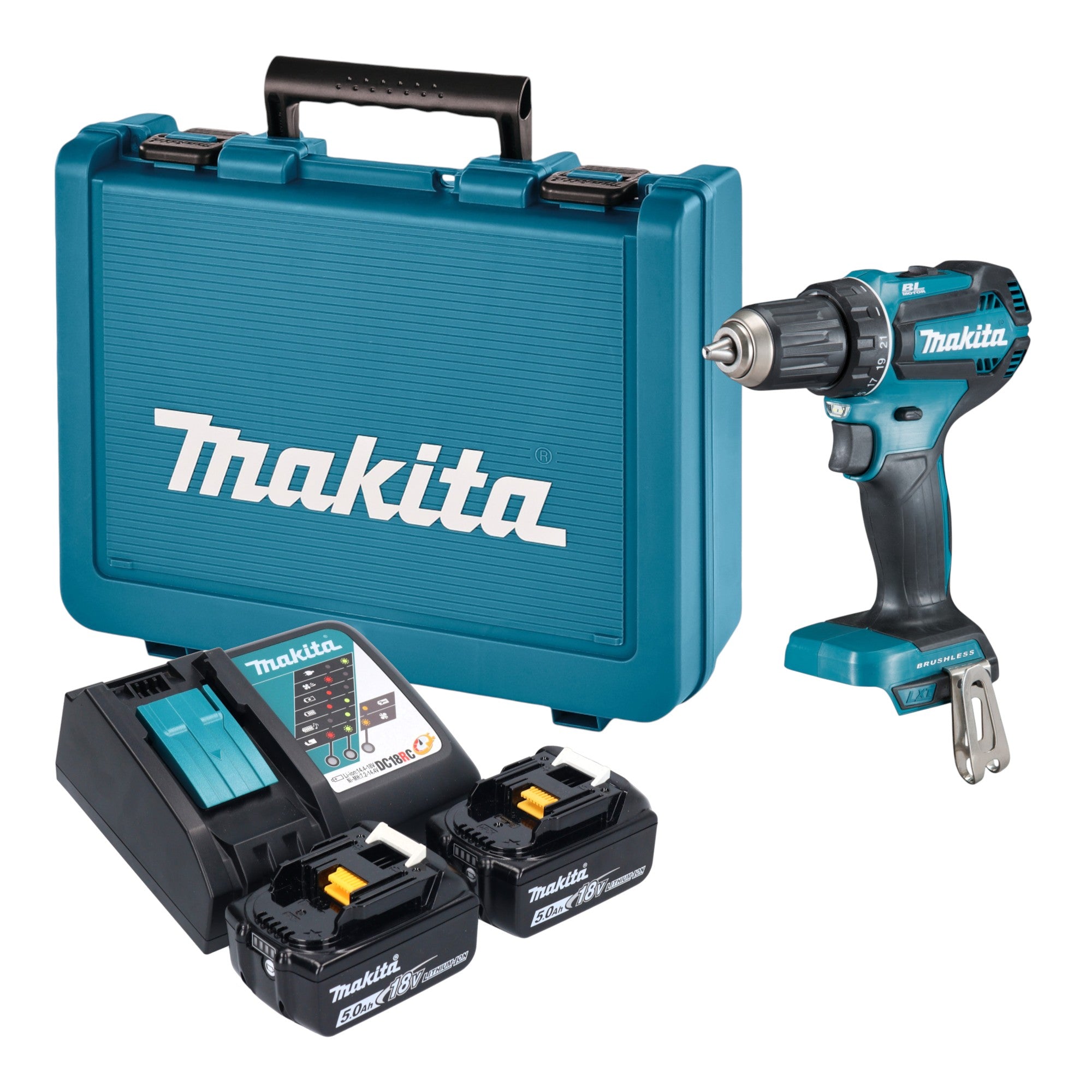 Makita DDF 485 RTE Akku Bohrschrauber 18 V 50 Nm Brushless x Akku 5 0 Ah Ladegeraet Koffer 0 - toolbrothers