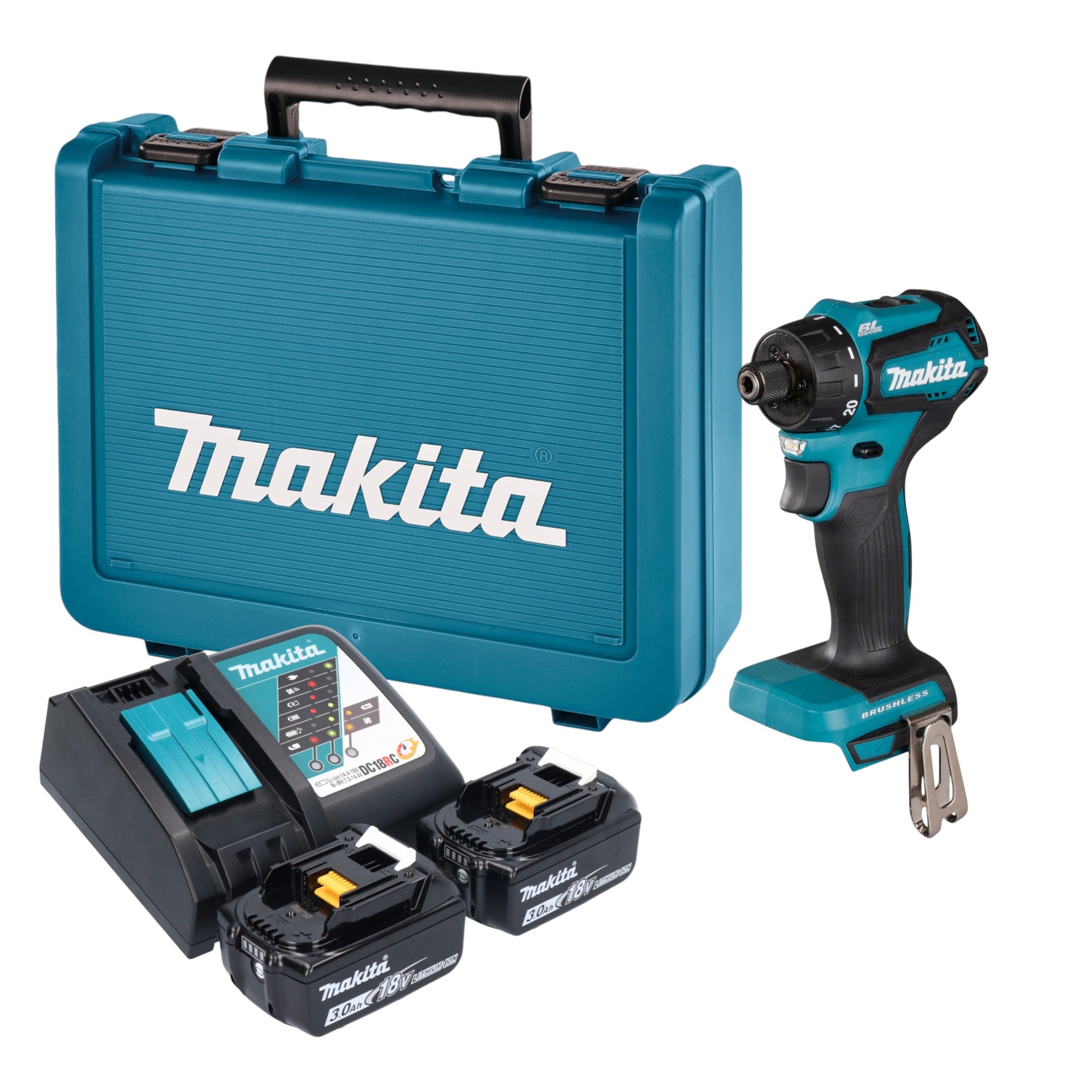 Makita DDF 083 RFE Akku Bohrschrauber 18 V 40 Nm 1 4 Brushless 2x Akku 3 0 Ah Ladegeraet Koffer 0 - toolbrothers