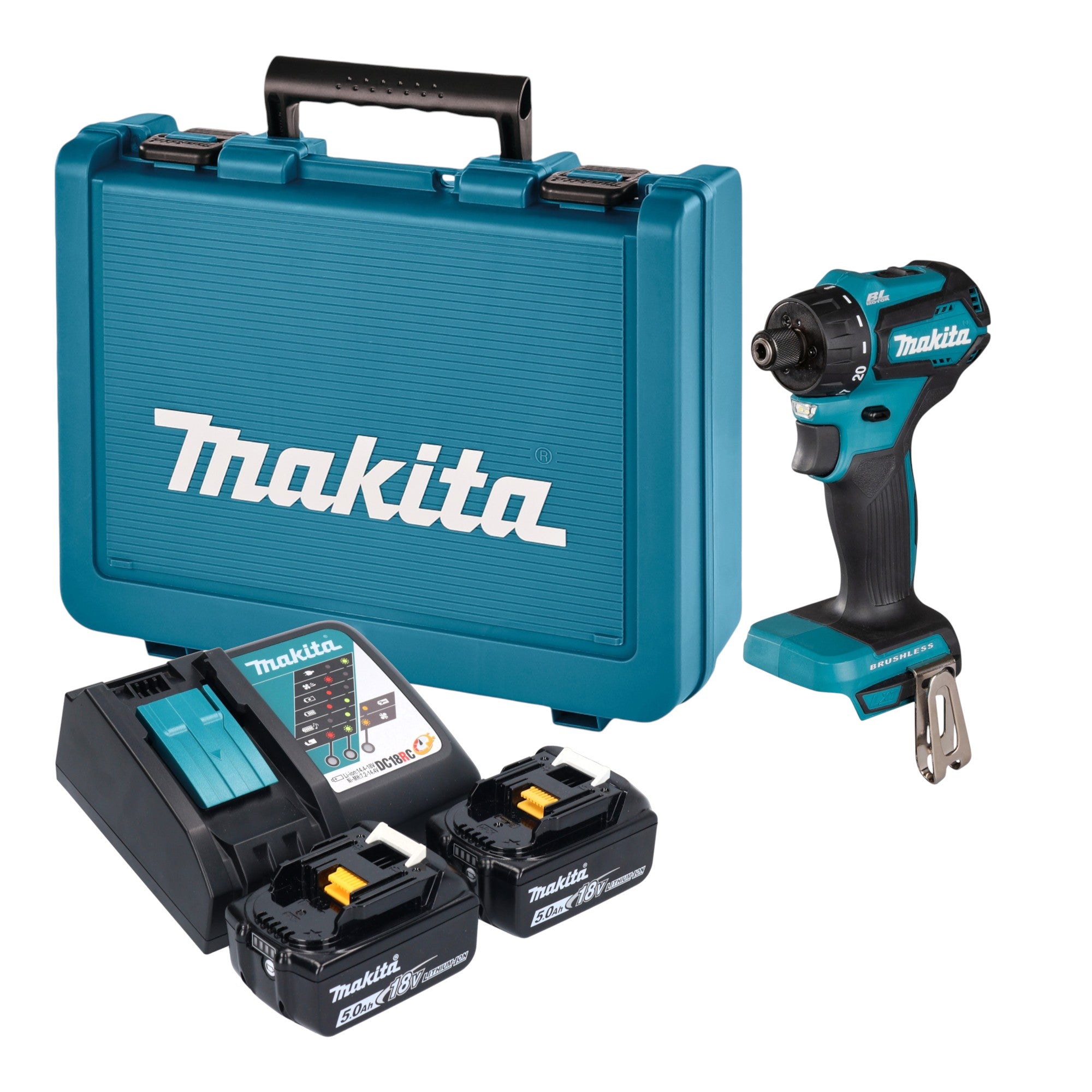 Makita DDF 083 RTE Akku Bohrschrauber 18 V 40 Nm 1 4 Brushless 2x Akku 5 0 Ah Ladegeraet Koffer 0 - toolbrothers