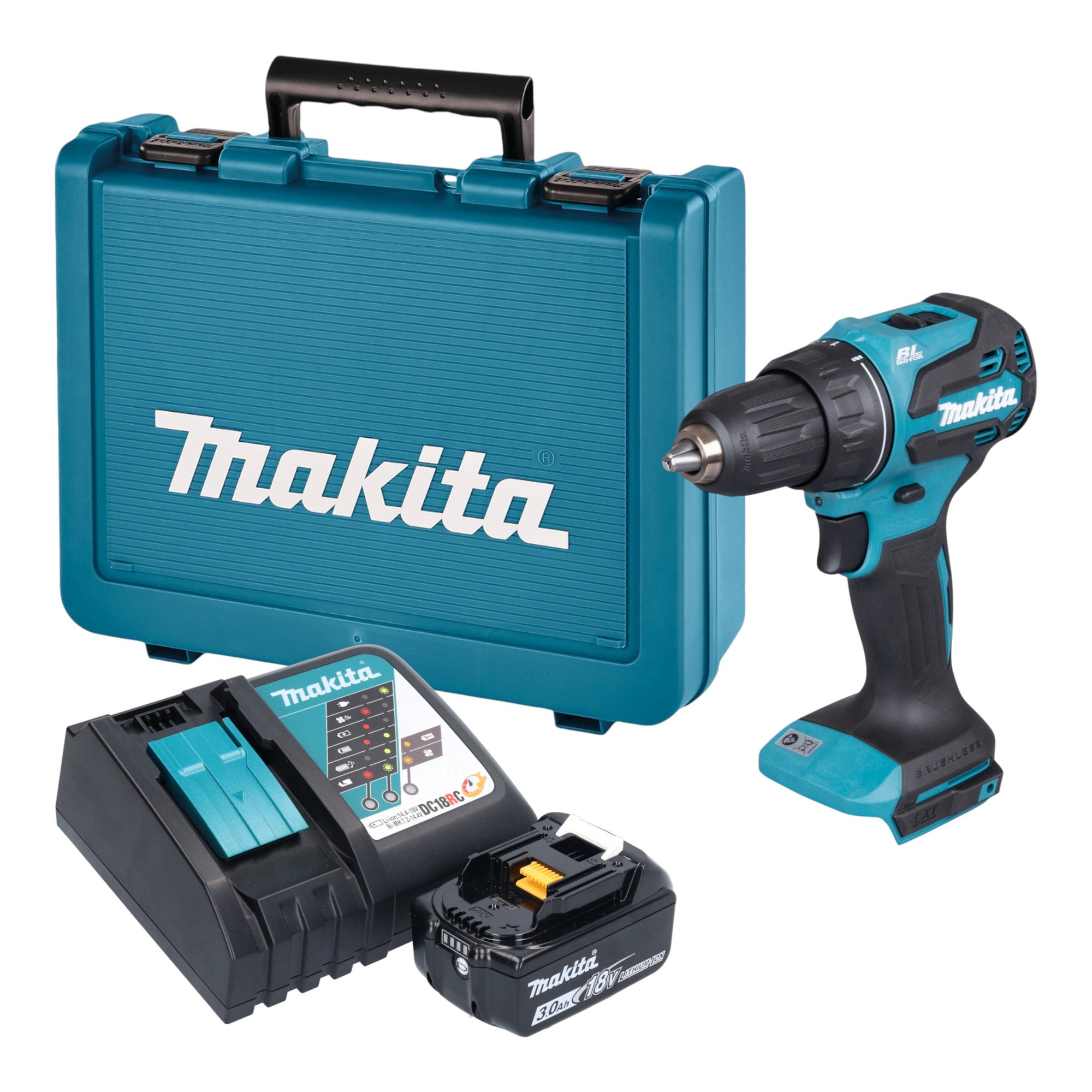 Makita DDF 490 RF1E Akku Bohrschrauber 18 V 65 Nm Brushless 1x Akku 3 0 Ah Ladegeraet Koffer 0 - toolbrothers