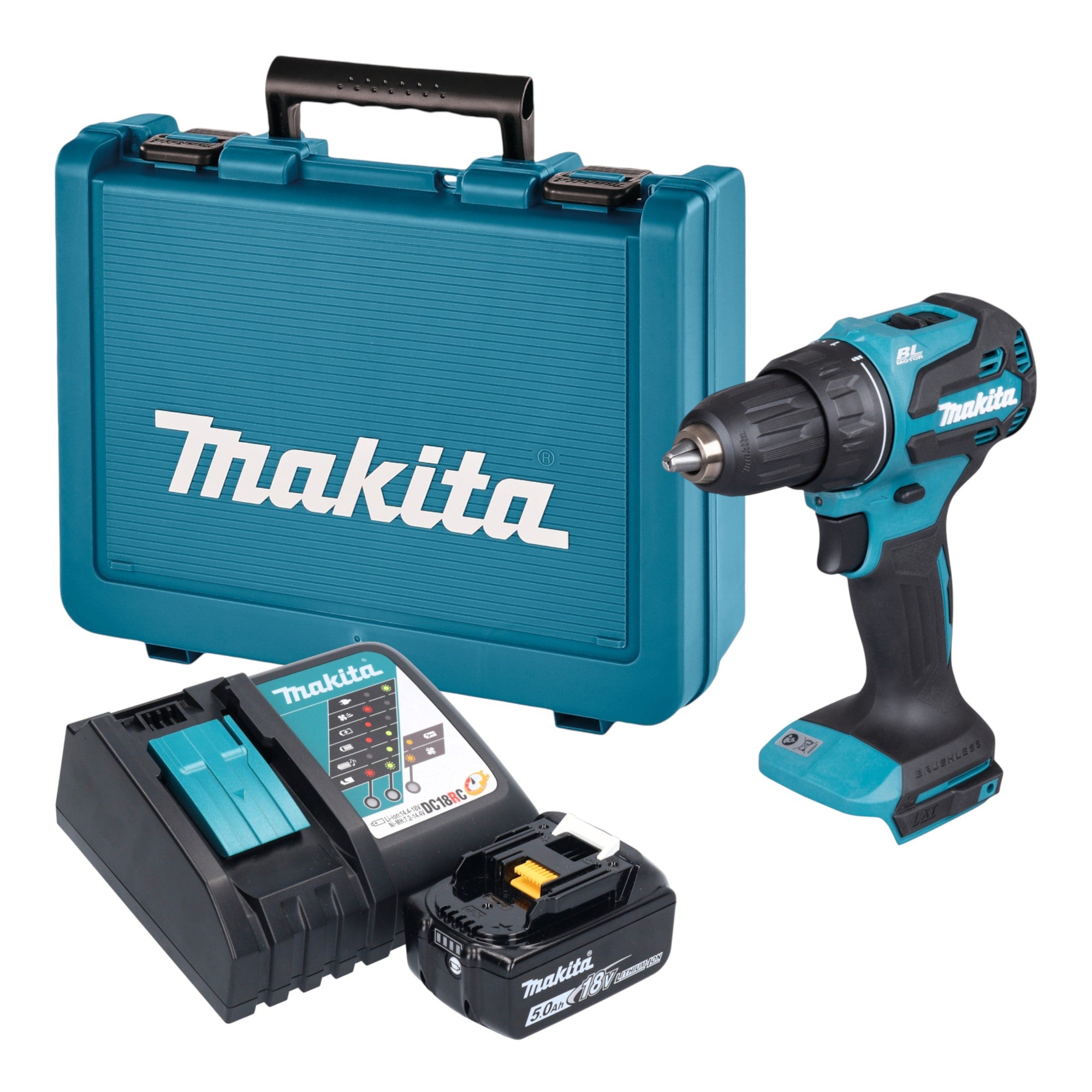Makita DDF 490 RT1E Akku Bohrschrauber 18 V 65 Nm Brushless 1x Akku 5 0 Ah Ladegeraet Koffer 0 - toolbrothers