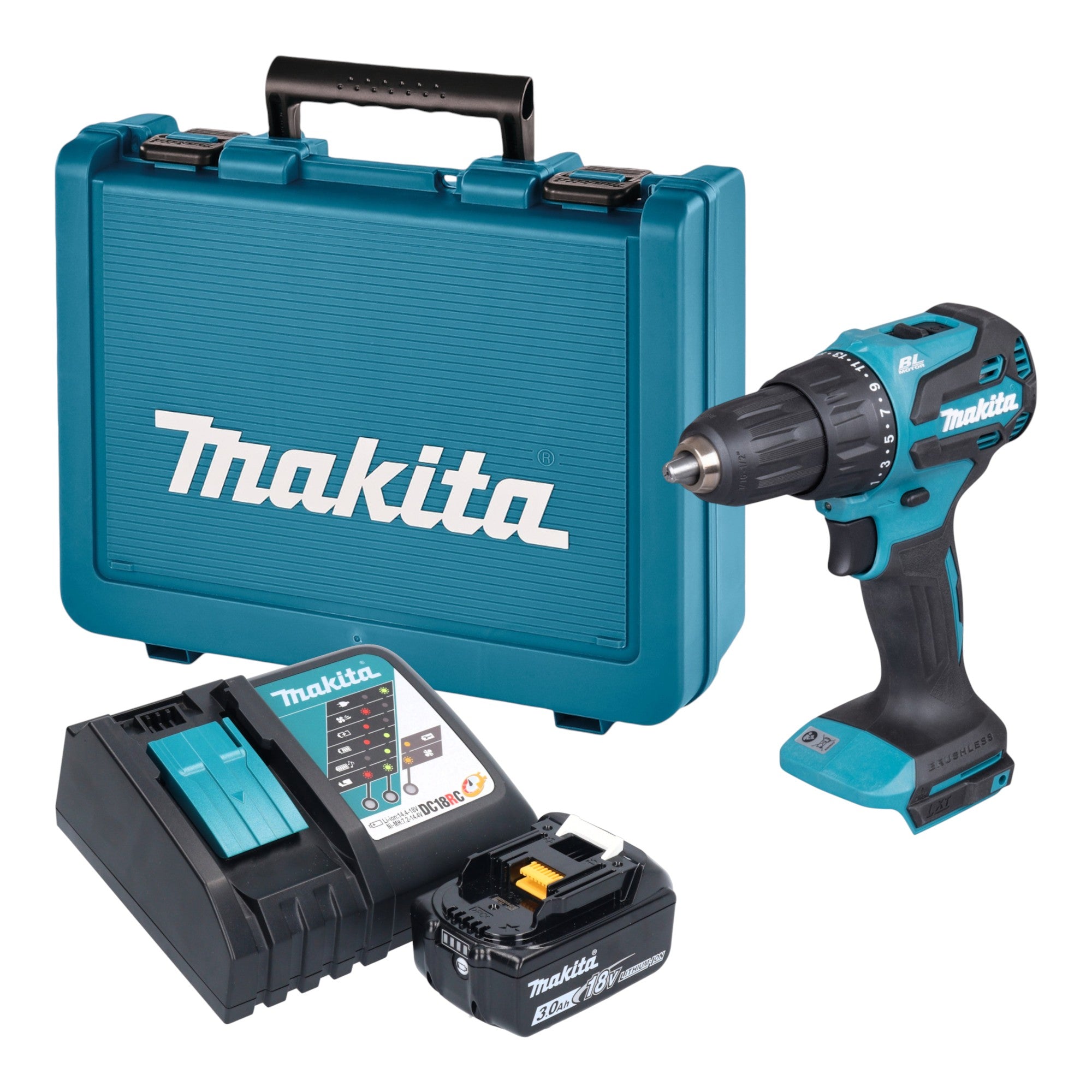 Makita DHP 490 RF1E Akku Schlagbohrschrauber 18 V 65 Nm Brushless 1x Akku 3 0 Ah Ladegeraet Koffer 0 - toolbrothers