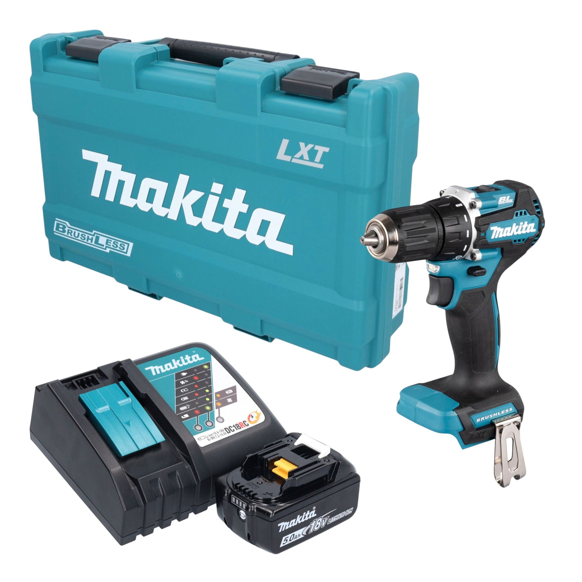 Makita DDF 487 RT1K Akku Bohrschrauber 18 V 40 Nm Brushless 1x Akku 5 0 Ah Ladegeraet Koffer 0 - toolbrothers