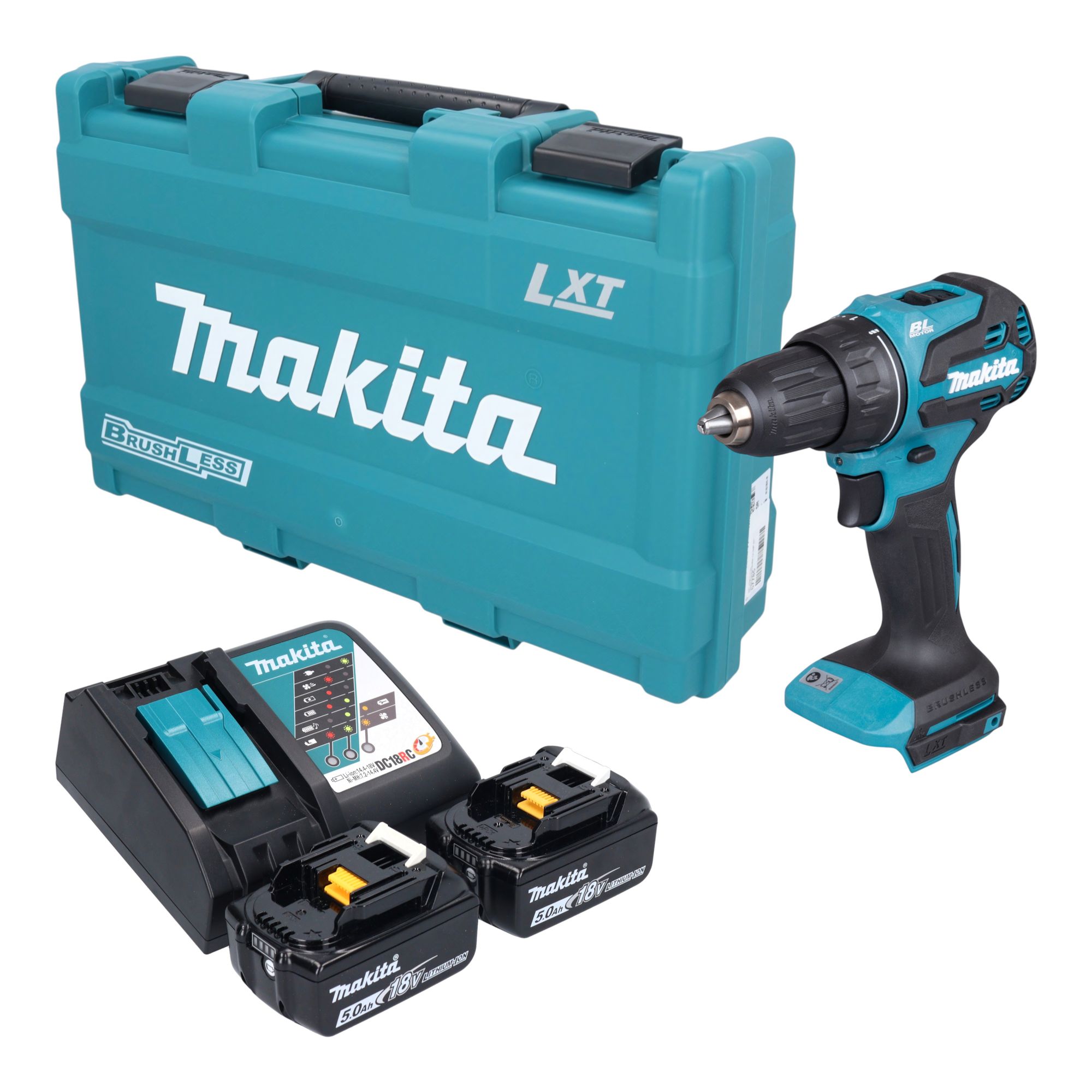 Makita DDF 490 RTK Akku Bohrschrauber 18 V 65 Nm Brushless 2x Akku 5 0 Ah Ladegeraet Koffer 0 - toolbrothers