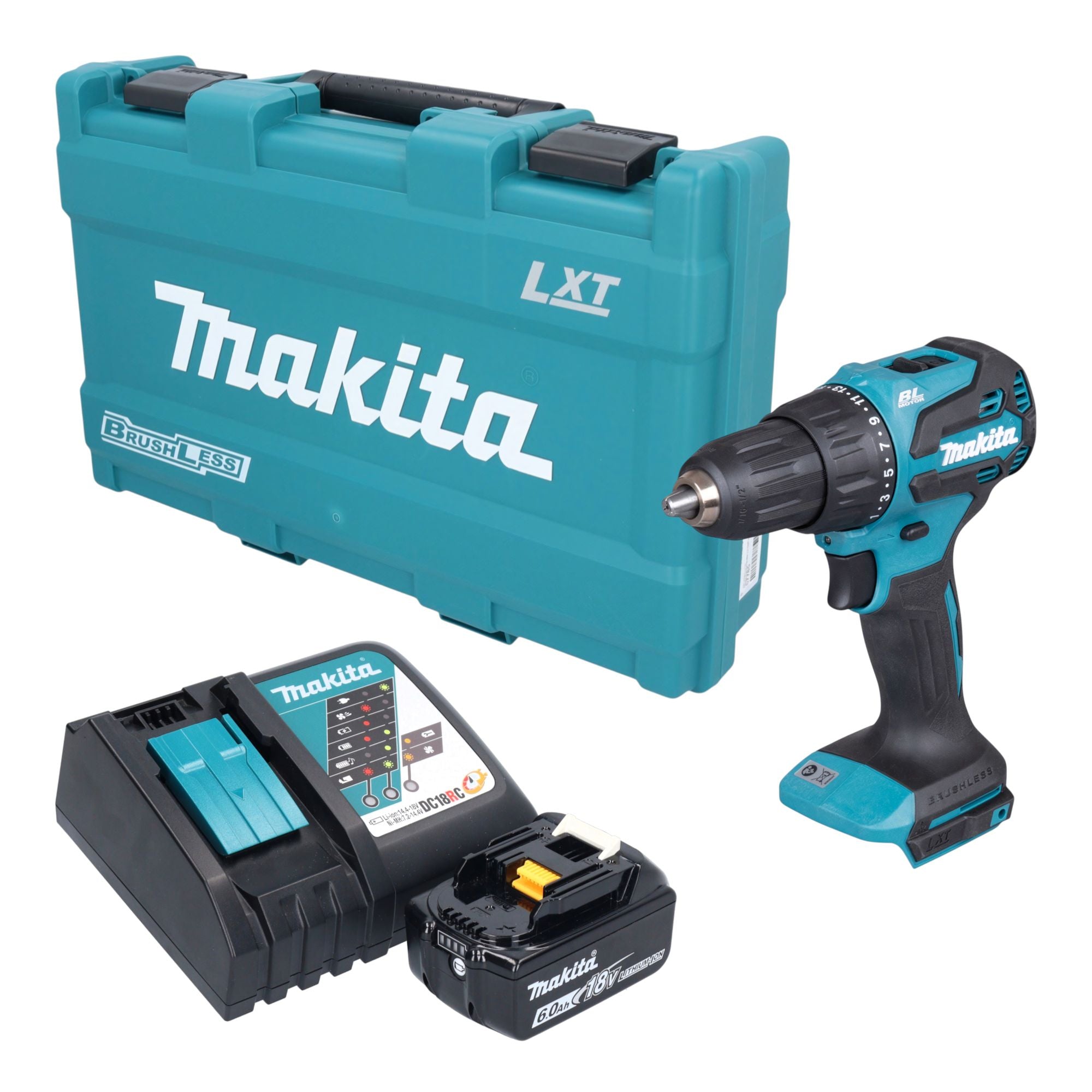 Makita DHP 490 RG1K Akku Schlagbohrschrauber 18 V 65 Nm Brushless 1x Akku 6 0 Ah Ladegeraet Koffer 0 - toolbrothers