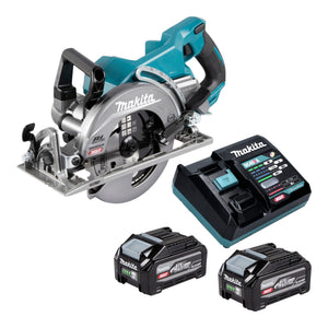 Makita RS 001 GU201 Akku Handkreissäge 40 V max. 185 mm Brushless + 2x Akku 4,0 Ah + Ladegerät