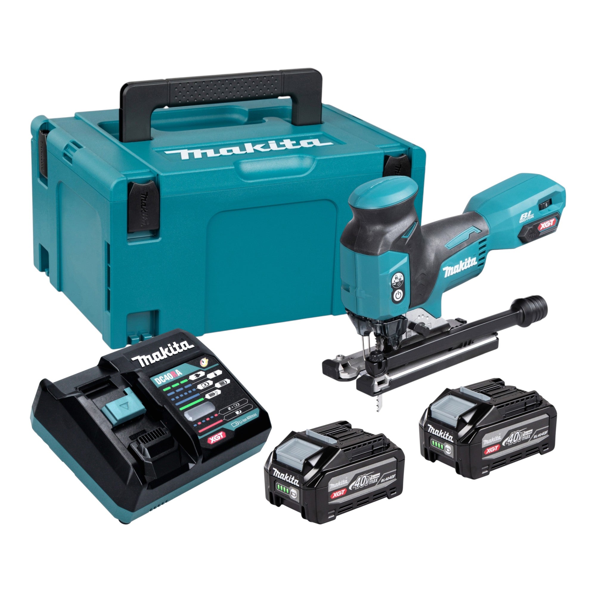 Makita JV 001 GU201 Akku Stichsaege 40 V max 135 mm Brushless 2x Akku 4 0 Ah Ladegeraet Makpac 0 - toolbrothers