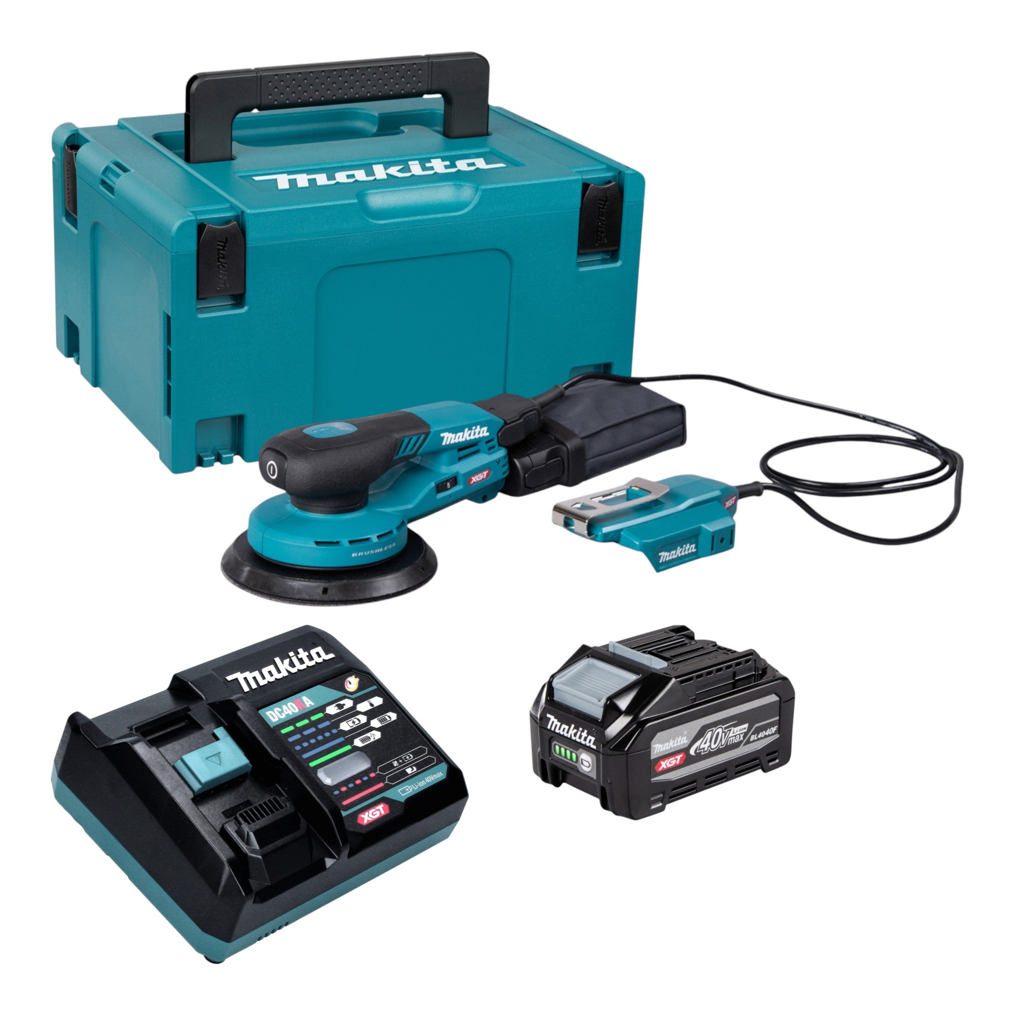 Makita BO 004 CGU101 Akku Exzenterschleifer 40 V max 150 mm 3 0 mm Hub Brushless 1x Akku 4 0 Ah Ladegeraet Makpac 0 - toolbrothers