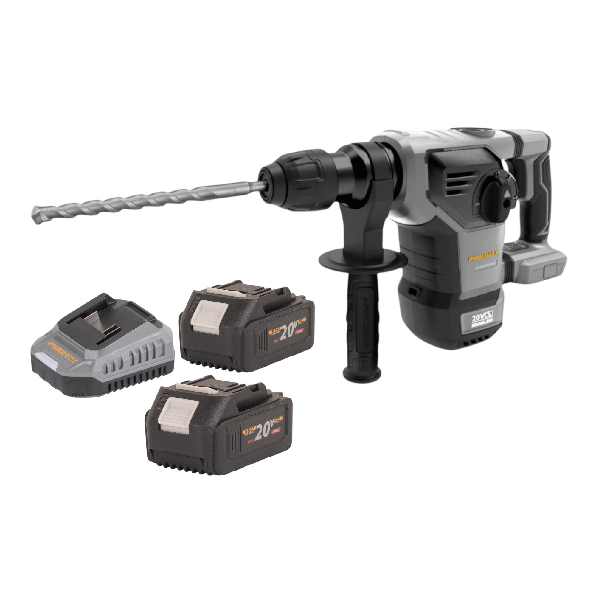 Procraft Industrial HD20B BB C Akku Kombihammer 20 V 5 J SDS plus Brushless 2x Akku 4 0 Ah Ladegeraet Koffer 0 - toolbrothers