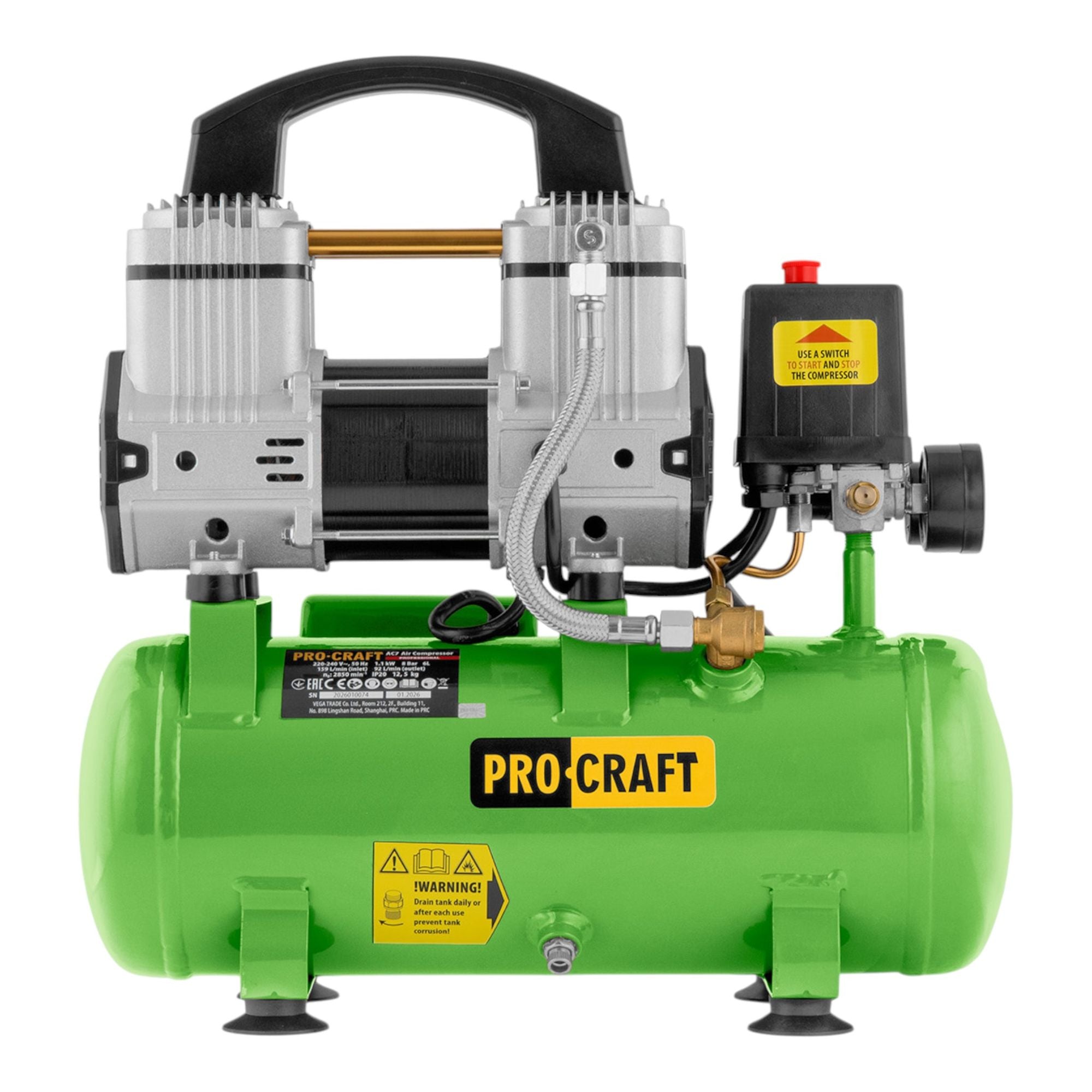 Procraft AC7 Kompressor 1100 Watt 8 bar 2 - toolbrothers