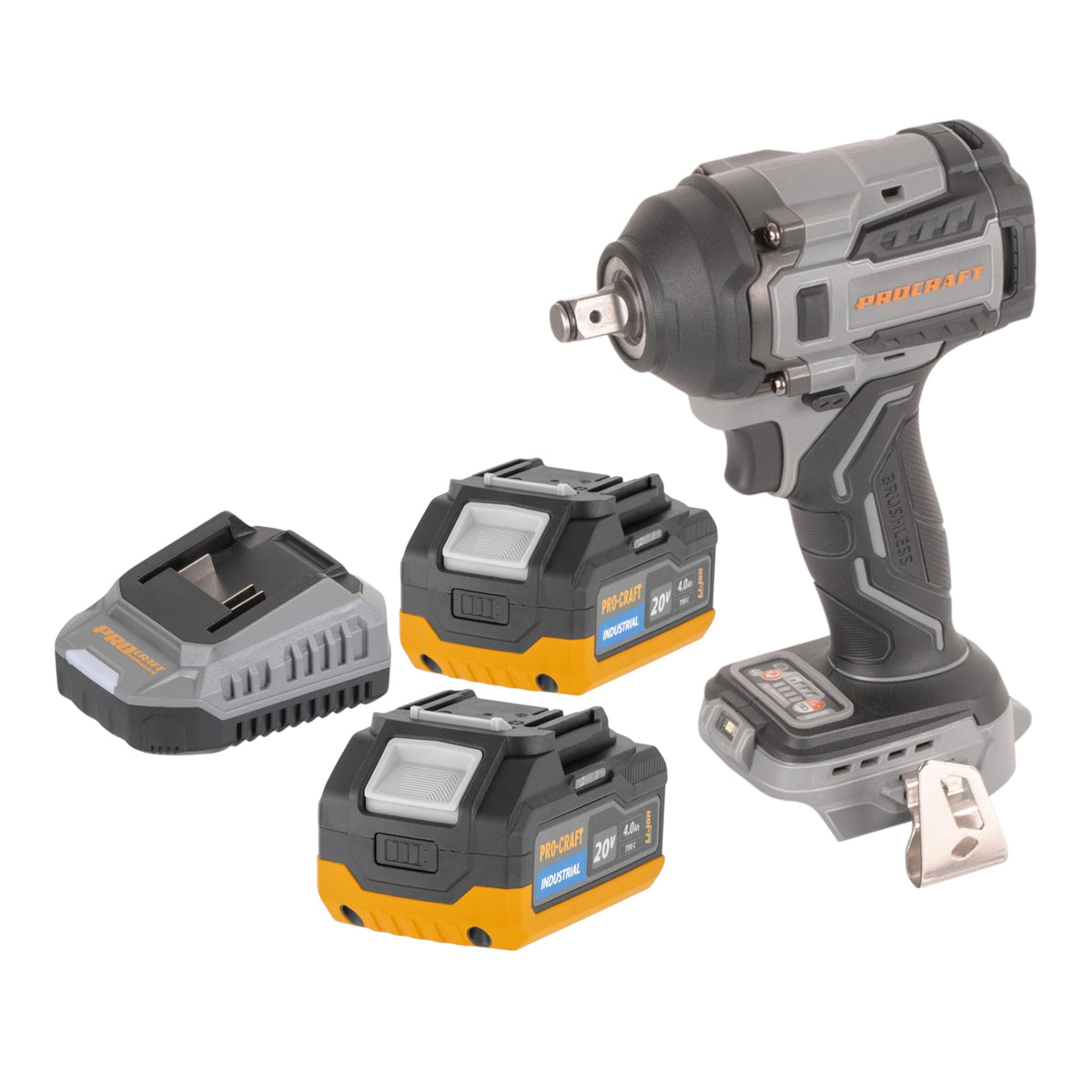 Procraft Industrial IW550Abb Clé à choc sans fil 20 V 550 Nm 1/2" Solo - sans batterie, sans chargeur
