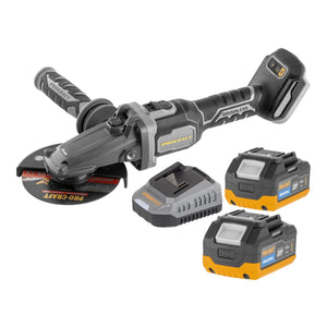 Procraft Industrial AG125Cbb Akku Flachkopf Winkelschleifer 20 V 125 mm Brushless + 2x Akku 4,0 Ah + Ladegerät