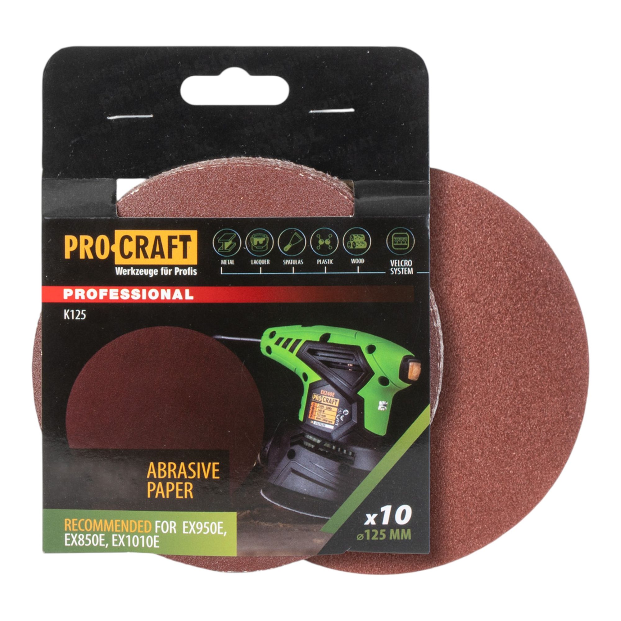 Procraft K125 150 Schleifpapier Klett 125 mm P150 20 Stk fuer Exzenterschleifer 1 - toolbrothers