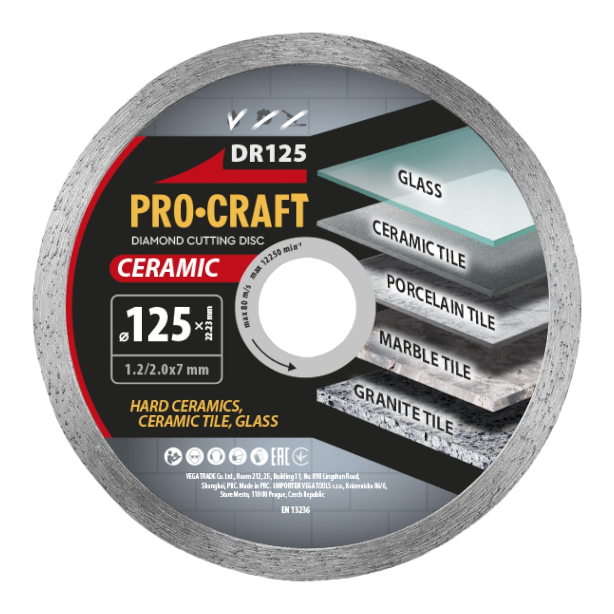 Procraft DR125 Diamanttrennscheibe Ceramic 125 x 22 23 mm 10 Stueck 1 - toolbrothers