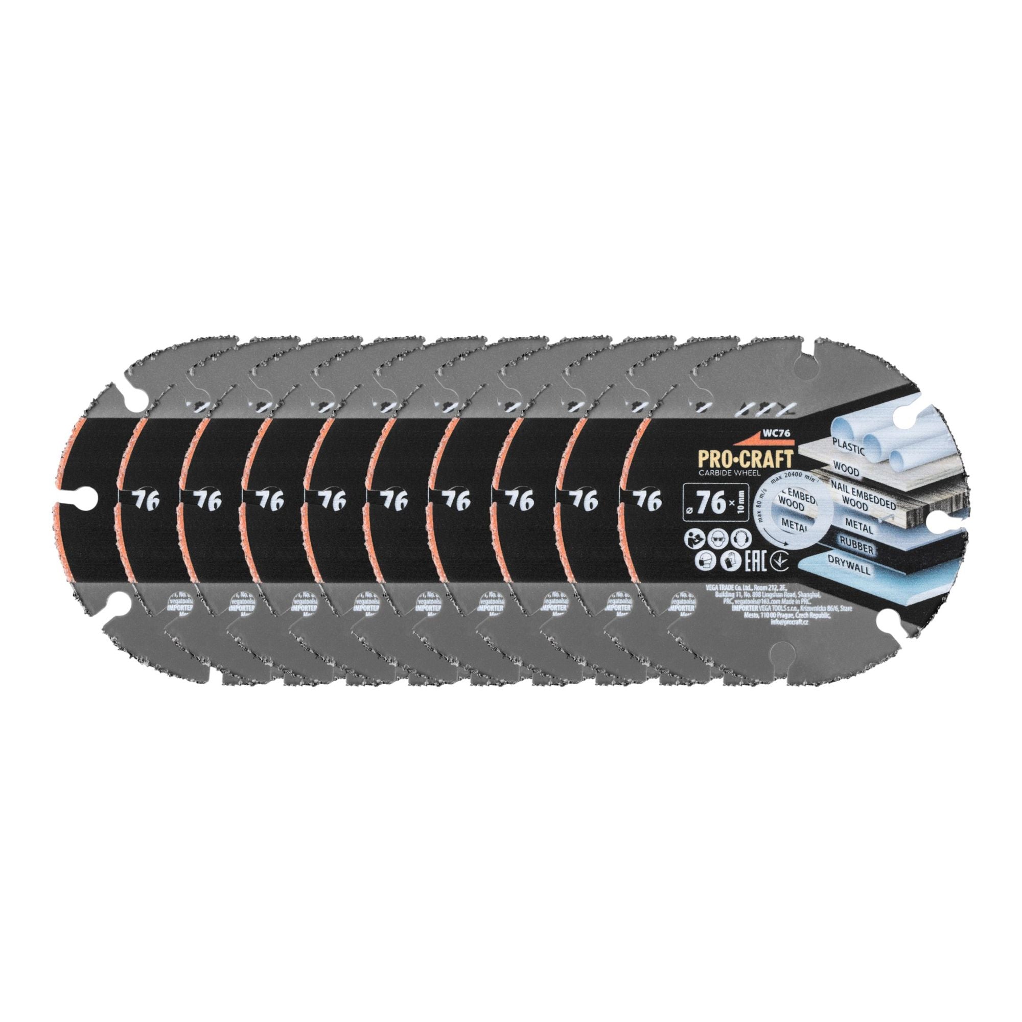 Procraft WC76 Hartmetall Trennscheibe 76 x 10 mm 10 Stueck 0 - toolbrothers