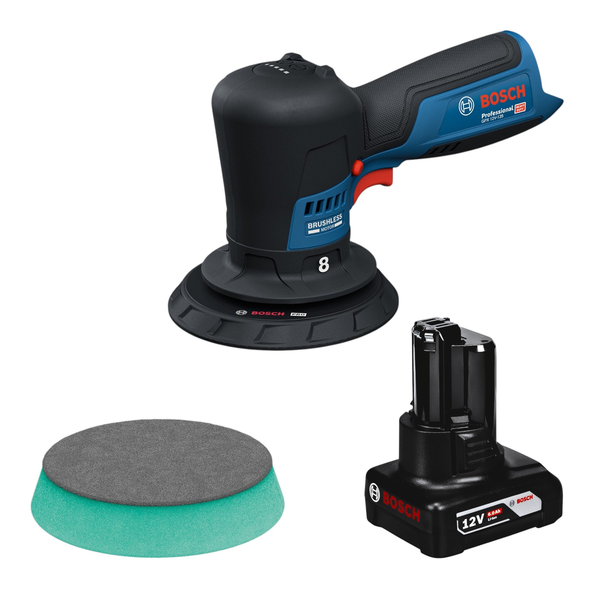 Bosch GPX 12V 125 Akku Polierer 12 V 125 mm Brushless 1x Akku 6 0 Ah ohne Ladegeraet 0 - toolbrothers