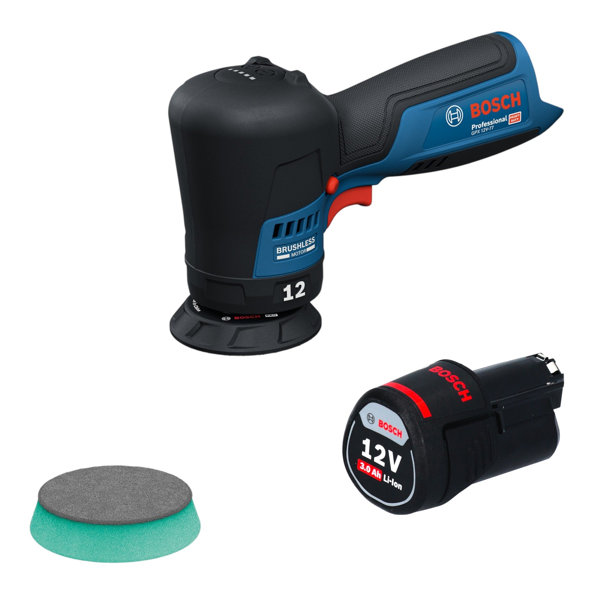 Bosch GPX 12V 77 Akku Polierer 12 V 77 mm Brushless 1x Akku 3 0 Ah ohne Ladegeraet 0 - toolbrothers
