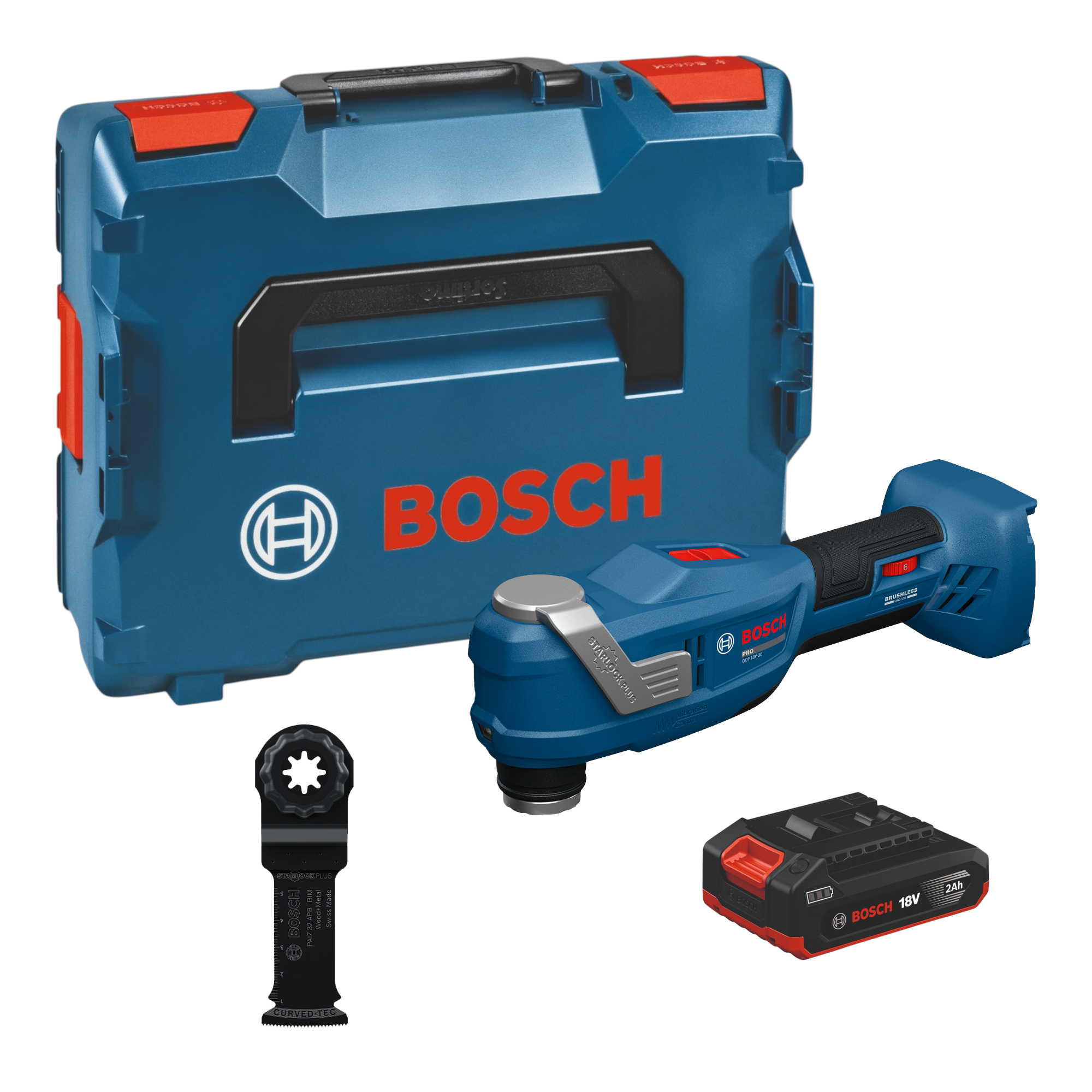 Bosch GOP 18V 30 Akku Multifunktionswerkzeug 18 V Starlock Plus Brushless 1x Akku 2 0 Ah L Boxx ohne Ladegeraet 0 - toolbrothers