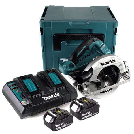 Makita DHS 782 PT2J Akku Handkreissäge 36V (2x18V) 190 mm Brushless im Makpac + 2x 5,0 Ah Akku + Doppelladegerät - Toolbrothers