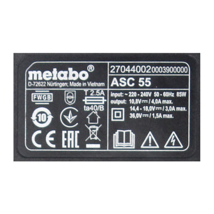 Metabo ASC 55 Ladegerät AIR COOLED 12-36V ( 627044000 ) Nachfolger von ASC 30-36 - Toolbrothers