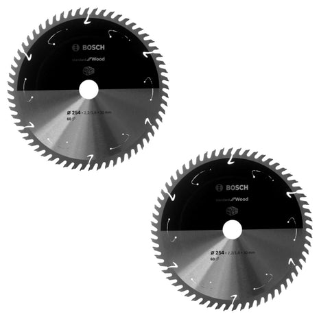 Bosch Kreissägeblatt Standard for Wood 254 x 2,2 x 30 mm 60 Zähne (2x 2608837736 ) - Toolbrothers