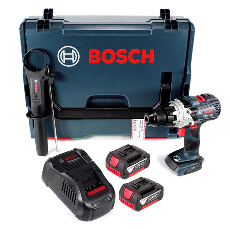 Bosch GSB 18V-85 C akumulatorowa wiertarko-wkrętarka udarowa 18V 85Nm 1/2" bezszczotkowa + 2x akumulator 3.0Ah + ładowarka + L-Boxx