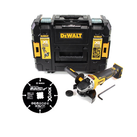 Amoladora angular a batería DeWalt DCG 405 FNT 18V 125mm sin escobillas + disco de corte + TSTAK - sin batería, sin cargador