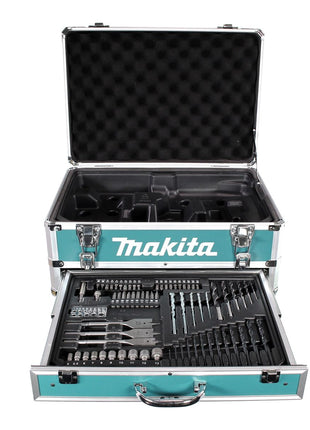 Makita HP 457 DWEX4 Akku Schlagbohrschrauber 18V 42Nm G-Serie + 2x Akku 1,5Ah + Ladegerät + 70 tlg. Bit Bohrer Set + Koffer