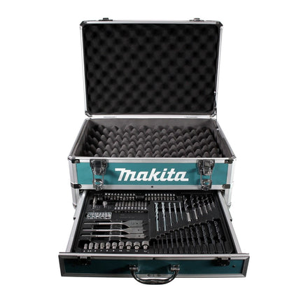 Maletín para herramientas Makita X4 de aluminio con inserto universal + juego de brocas de 70 piezas