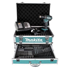 Taladro atornillador inalámbrico Makita DDF 482 SFX4 18 V 62 Nm + 1x batería 3,0 Ah + cargador + 70 piezas. Juego de brocas + estuche