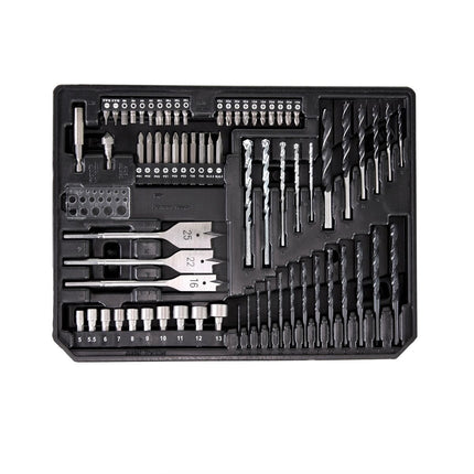 Taladro percutor inalámbrico Makita DHP 458 SFX4 18 V 91Nm + 1x batería 3,0Ah + cargador + 70 piezas. Juego de brocas + estuche