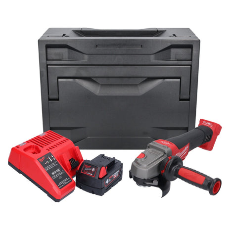 Amoladora angular a batería Milwaukee M18 CAG115XPDB-401M 18 V 115 mm sin escobillas + 1x batería 4,0 Ah + cargador + M-Box