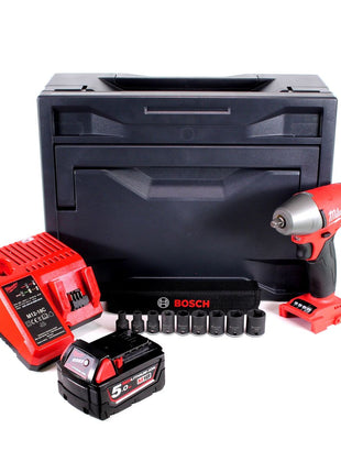 Milwaukee M18 FIWF 38-501M Akku Schlagschrauber 18V 284 Nm 3/8" Brushless + 1x Akku 5,0Ah + Ladegerät + 9tlg. Steckschlüssel Set+ M-Box