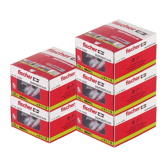 Taco de expansión Fischer DUOPOWER 8x40mm 500 piezas (5x 555008)