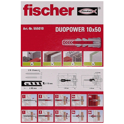 Fischer Spreizdübel DUOPOWER 10x50mm 250 Stk. ( 5x 555010 )