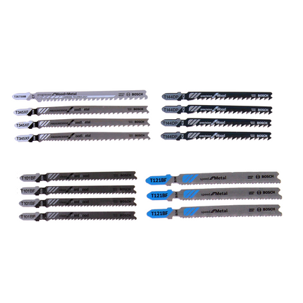 Scie sauteuse sans fil Bosch GST 18 V-LI S 18 V + jeu de lames de scie sauteuse 15 pièces. + 1 x batterie 2,0 Ah + L-Boxx - sans chargeur