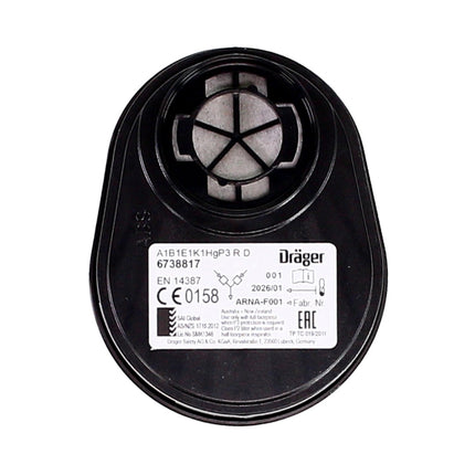 Dräger X-plore Filtro combinato a baionetta ( 6738817 ) per X-plore 3300 3500 5500 ( A1B1E1K1 Hg P3 R D ) - 2 pezzi