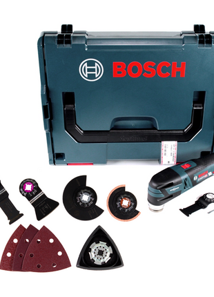 Multicortador Bosch GOP 12V-28 Batería 12V Starlock Sin Escobillas Solo + Starlock Set Best of Renovation 5uds. + L-Boxx - sin batería, sin cargador